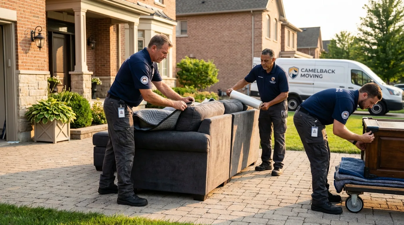 Large estate moving crew wrapping furniture in Weaverville, NC